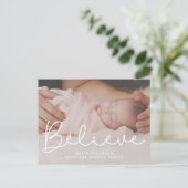 Cute typografie Believe Holiday foto Briefkaart (Staand voorkant)