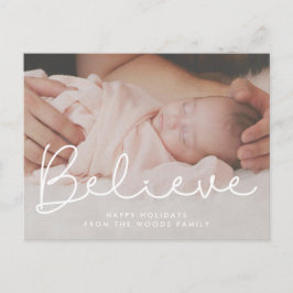 Cute typografie Believe Holiday foto Briefkaart