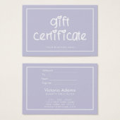 Cute Typography Custom Color Gift Certificate Visitekaartje (Voorkant /achterkant)