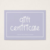Cute Typography Custom Color Gift Certificate Visitekaartje (Voorkant)