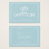 Cute Typography Custom Color Gift Certificate Visitekaartje (Voorkant /achterkant)