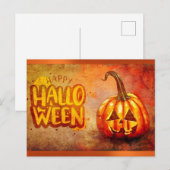 Cute Typography Happy Halloween Pumpkin Briefkaart (Voorkant / Achterkant)