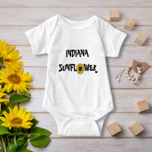 Cute Typography Indiana Sunflower Baby Name Romper