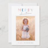 Cute Typography "Merry Kerstmis" Portret Foto Feestdagenkaart (Voorkant)