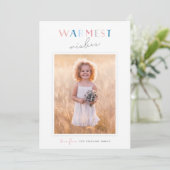 Cute Typography "Warmest Wishes" Portret Foto Feestdagenkaart (Staand voorkant)