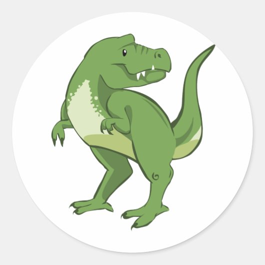 Cute Tyrannosaurus Rex Ronde Sticker (Voorkant)