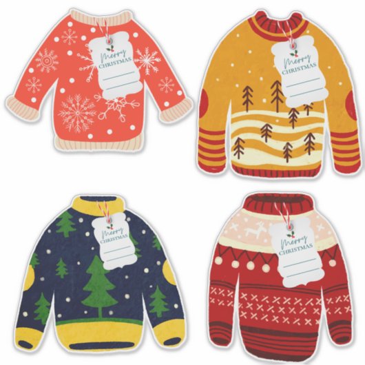 Cute Ugely Sweater Prettig Kerstmis Op Maat Gemaak Sticker (Voorkant)