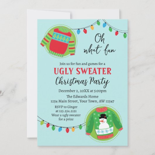 Cute ugly sweater Christmas Holiday Invitation Kaart (Voorkant)