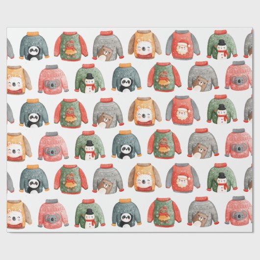 Cute Ugly Sweater Kerstfeestay Party Cadeaupapier (Vlak)