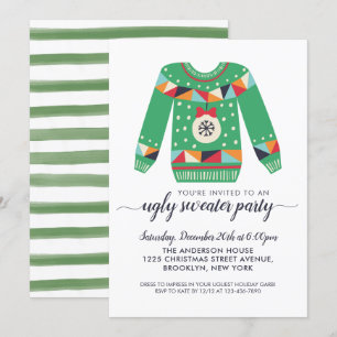 Cute Ugly Sweater Kerstornament Holiday Party Kaart