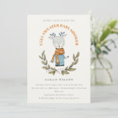Cute Ugly Sweater Leaf Reindeer Baby shower Invite Bedankkaart (Staand voorkant)