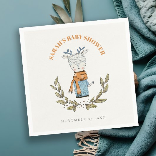 Cute Ugly Sweater Leaf Winter Reindeer Baby shower Servet