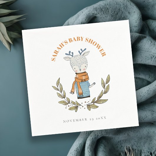 Cute Ugly Sweater Leaf Winter Reindeer Baby shower Servet