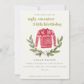 Cute Ugly Sweater Winter Any Age Birthday Invite Bedankkaart (Voorkant)