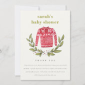 Cute Ugly Sweater Winter KerstBaby shower Bedankkaart (Voorkant)