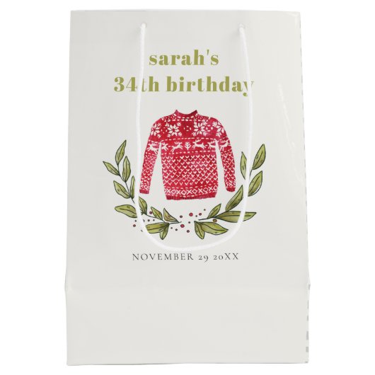 Cute Ugly Sweater Winter Red Elke zondag Medium Cadeauzakje (Achterkant)