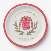 Cute Ugly Sweater Winter Red Elke zondag Papieren Bordje (Voorkant)