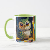 Cute Uil Acryl en paletmesstreken Mok (Links)