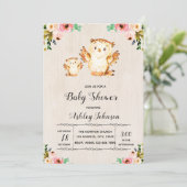 Cute uil baby shower uitnodiging (Staand voorkant)