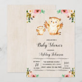 Cute uil baby shower uitnodiging (Voorkant / Achterkant)