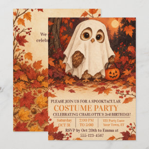 Cute Uil Geest Kostuum Halloween Verjaardagsfeestj Kaart
