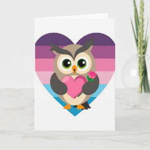 Cute Uil Hart Roos Kaart
