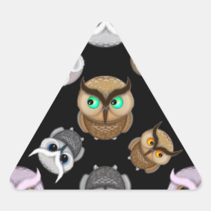 Cute Uil Illustraties over Zwarte Achtergrond Sticker