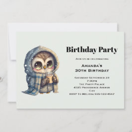 Cute Uil in de Winter met Verjaardags Koffie Kaart