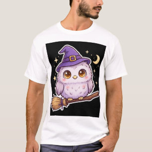 Cute Uil in Heksenhoed Halloween T-Shirt