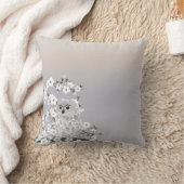 Cute Uil Kersenbloesem Beige Taupe Wit Kussen (Deken)