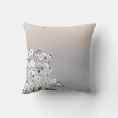 Cute Uil Kersenbloesem Beige Taupe Wit Kussen (Achterkant)