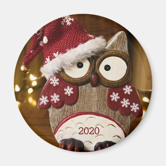 Cute Uil Kersthout Magneet (Voorkant)