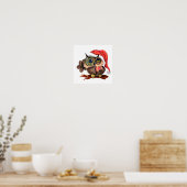 Cute Uil Kerstposter Poster (Keuken)