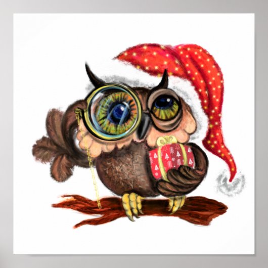 Cute Uil Kerstposter Poster (Voorkant)