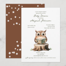 Cute Uil Leest een Boek Baby Shower