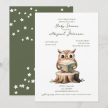 Cute Uil Leest een Boek Baby Shower