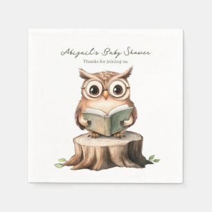Cute Uil Leest een Boek Baby Shower Servet
