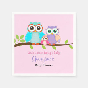 Cute Uil Meisje Baby Shower Servetten