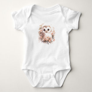 Cute Uil met Bloemen Baby Bodysuit – Bloem