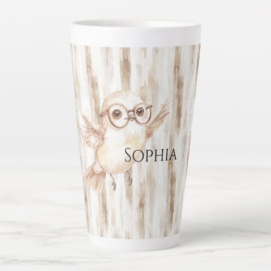 Cute Uil met Bril Latte Mok (Voorkant)