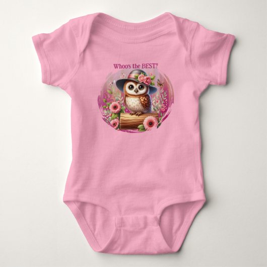 Cute Uil met Hoed & Bloemenscène Romper (Voorkant)