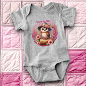 Cute Uil met Hoed & Bloemenscène Romper