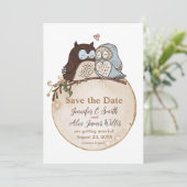 Cute Uil Thema Trouwen Save the Date Bos (Staand voorkant)