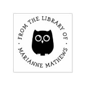 Cute Uil Uit de Bibliotheek van Voeg Naam Toe Rubberstempel (Afrduk)