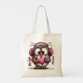 Cute Uil Valentijnsdag Liefde Aangepaste Naam  Tote Bag (Achterkant)