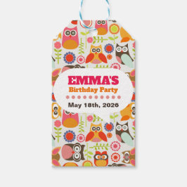 Cute Uil Verjaardagsuitnodiging Hoot Hooray Verjaa Cadeaulabel