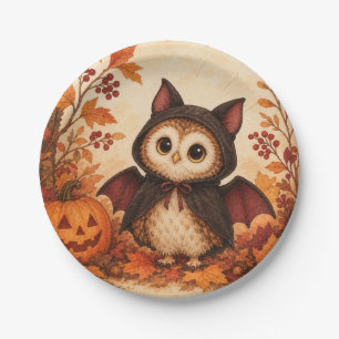 Cute Uil Vleermuis Kostuum Halloween Feest Borden Papieren Bordje
