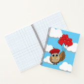 Cute Uil Vliegend met Hartballonnen Notitieboek (Binnen)