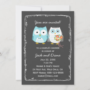 Cute Uilen Bruiloft Shower voor Bruid en Bruidegom Kaart