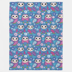 Cute Uilen En Bloemen Fleece Deken